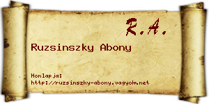 Ruzsinszky Abony névjegykártya